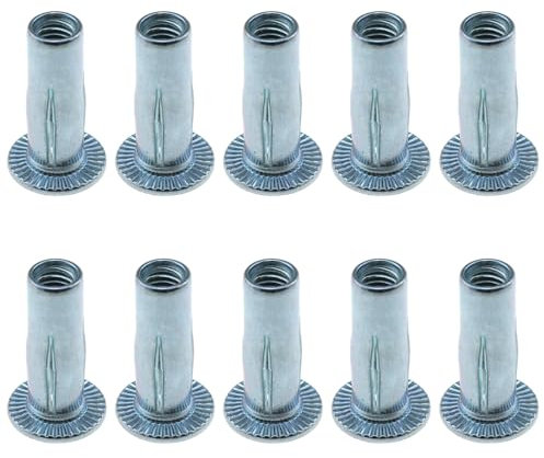 LUORNG 10 dadi M6 x 27 in acciaio al carbonio preassemblati con gambo filettato, multi presa, dado per rivetti espandibili argentati, per attrezzature industriali, mobili, fissaggio automobilistico