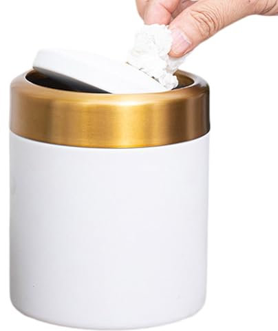 Generisch Cubo de basura para el escritorio, cubo de basura de mesa, cubo de basura de 1,5 l para coche, de acero inoxidable 304, con tapa basculante para dormitorio, coche