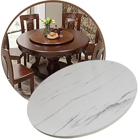 Grande table tournante en bois pour salle à manger, plateau de service de cuisine, plateau de service en marbre blanc 50 cm