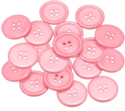 QUARKZMAN 20 Stück Knöpfe 23mm Bastelknöpfe Rosa Nähknöpfe Harz Rund Flach 4-Loch Kunststoffknöpfe für Nähen DIY Handwerk Scrapbooking Dekorieren Kleidung Mänteln Blusen Hemden