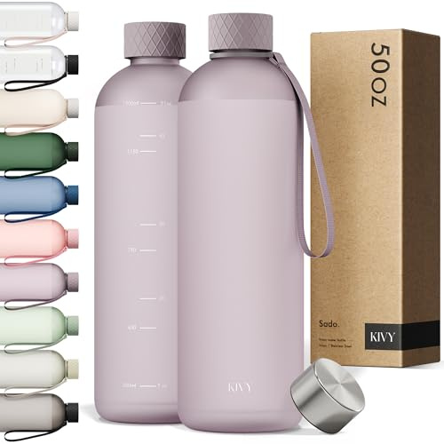 KIVY Trinkflasche 1,5l aus Tritan - Kohlensäure geeignet & Auslaufsicher | Für Sport, Schule & Büro - Große Wasserflasche 1,5 Liter - Sport Trinkflasche Gym - Wasserflasche Sprudel geeignet