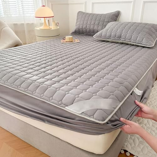 Spannbettlaken 135X200cm, Grau Fitted Sheet Volltonfarben Polyester Spannbettlaken