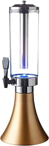 CWCQGH Dispensador de Cerveza, dispensador de Torre de Cerveza, dispensador de Bebidas con Tubo de Hielo con luz LED, dispensador de Bebidas para Bar y Fiestas Familiares,Gold