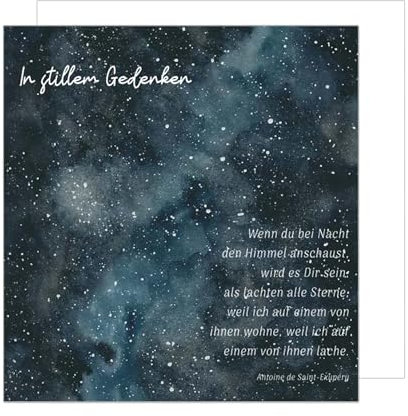 Edition Seidel Premium quadratische Trauerkarte mit Umschlag. Beileidskarte Karte mit Spruch In stiller Trauer Mitgefühl stille Anteilnahme Abschied herzliches Beileid Sternenhimmel (TQ141 SW025)