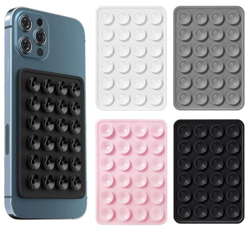 BIVBWQU Lot de 4 ventouses pour téléphone adaptées à Tous Les modèles de téléphone, Support de téléphone antidérapant pour Selfie et vidéo, Support de téléphone Portable en Silicone pour Voiture
