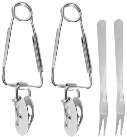 Ciieeo 4pcs Stainless Steel Escargot Tongs and Forks Set Multi-Functional Food Serving Clips for Kitchen and Seafood Barbecue