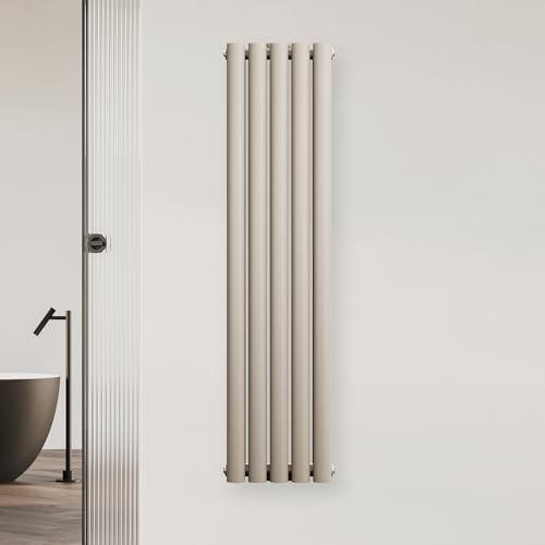 blumfeldt Radiateur Mural - 620 W, Acier Poudré, Double Couche, Raccordement Central ½'', Installation Murale, Chauffage Efficace pour Salle de Bain, Salon & Bureau, 120x30 cm, Sable