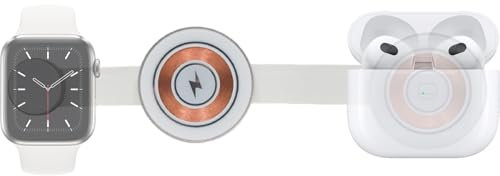 Magnetic Wireless Charging Pad, 3-Way Charger, Fast Smartphone Charger, Outdoor Charging Stand for Men, Women, Compact Design, Quick Chargings, Home Office Travel Use, 8.6x5.5x2.2cm Black White