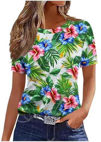 Women Short Sleeve Tops Basic Short Sleeve Casual Round Neck Solid Cotton Basic Tees Ruffles Blouse Ladies Summer Blouses Gym Sport Workout 2025 Fashion Y2K Jumpers Plus Size Green