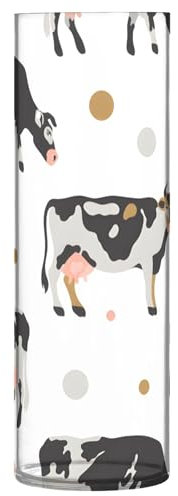Lindos jarrones cilíndricos blancos de vaca lechera para centros de mesa, jarrón de flores alto personalizado, impresión de plástico, decoración del hogar, 11.8 x 3.9 pulgadas