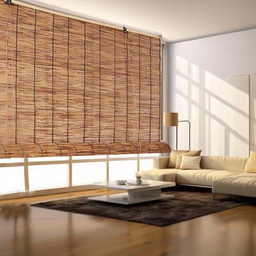 Natürliche Bambus-Jalousien für Fenster, 60/90/100/120 cm, Roll-Up-Shades, Vorhänge für Sonnenschutz, ideal für Küche, Türen, Pergola, Outdoor-Pergola, umweltfreundliche Dekoration