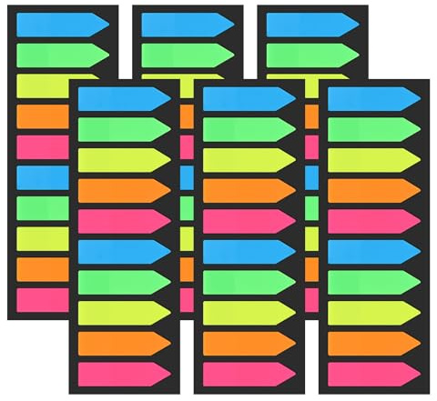 1200PCS Sticky Tabs, Colored Page Markers, Arrow Notes, Removes Cleanly Book Tabs for Page Marking and Annotating Books, Fluorescent Translucent Note Flags for Books, Notebook and Documents
