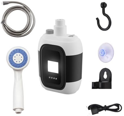 xowwyue Ducha Exterior Portátil | Bomba De Ducha Recargable Con Luz LED Para Senderismo,Cargador USB Para Viajes Lavar Coches Baño Mascotas Jardín