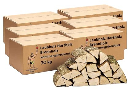 Neandertaler Feuer 180 kg Brennholz Feuerholz - Grillholz 25 cm Holz für Feuerschale Grill Pizzaofen Smoker Lagerfeuer | Räucherholz Hartholz Woodfire Dekoholz Kaminholz Laubholz