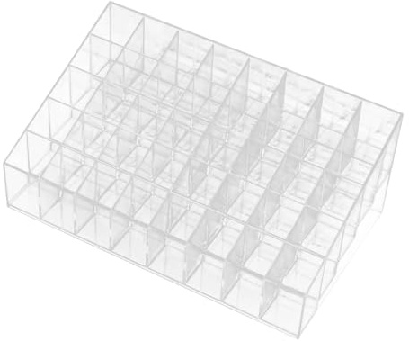 CLISPEED 2pcs Multi-grid Lipstick Stand and Nail Polish Display Rack, Desktop Lipstick Storage Holder for Makeup Organizers, Household Cosmetic Accessory
