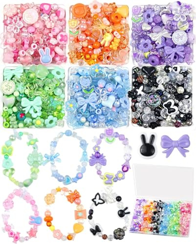 Altaroo 150 Perlenset für Armbänder, Perlen Acrylperlen Armbandherstellung, Blumen, Sterne, Schmetterlinge, Armbänder Selber Machen für Schmuckherstellung, Schlüsselanhänger, Halsketten, Handyanhänger