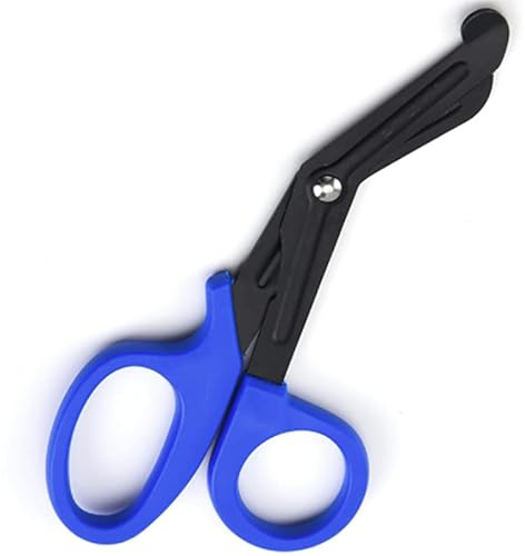 Phefop Tijeras de Vendaje de Acero Inoxidable y PP Las Tijeras Múltiples Portátiles Portátiles Dobladas para la Emergencia en el Hogar Siempre Listos de Primeros Auxilios (BLUE)