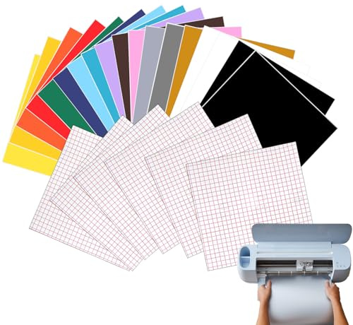 Smart Vinyl Permanent for Cricut Maker 4 & Explore 4, 24 pezzi, 30,5 x 30,5 cm, pellicola per plotter in vinile, autoadesiva, 16 colori, con pellicola di trasferimento plotter per tazze fai da te