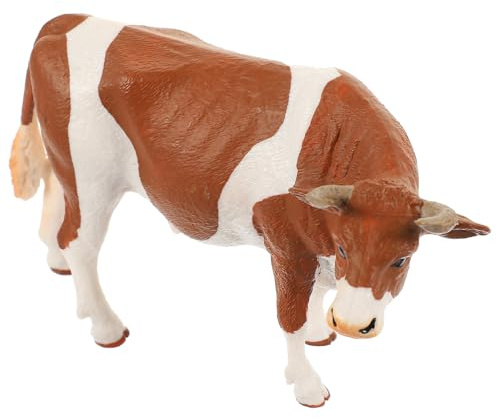 Toyvian Figura De Vaca Decorativa Pequeña De Plástico, Modelo De Vaca Simmental Realista, Color Variado, Adecuado para Decoración De Jardín, Hogar y Manualidades, Figura De Animales De Granja Única