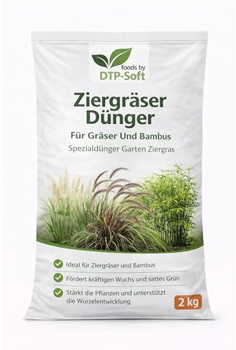 DTP-SOFT Ziergräser Dünger 2kg bis zu 50 m² - Dünger für Ziergräser, Bambus und Pampasgras - Premium Spezialdünger für dichtes Wachstum, intensive Grünfärbung und starke Pflanzenstruktur - für Garten,