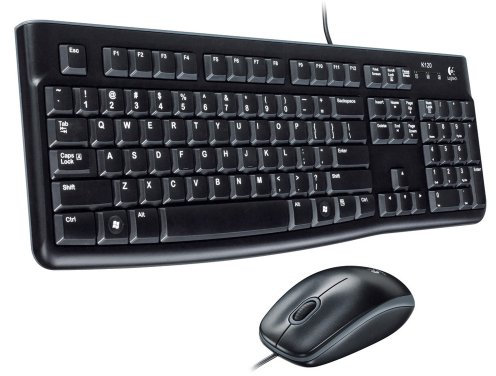 Logitech MK120 Kit Tastiera e Mouse Cablati, Layout Ungherese Qwerty, Nero
