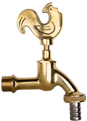 Boni-Shop Nostalgie Auslaufventil Wasserhahn Verschiedene Motive (Gockel poliert 1/2)