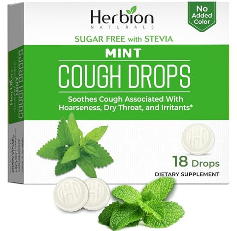 Herbion Naturals zuckerfreie Hustentropfen mit natürlichem Minzgeschmack - 18 Lutschtabletten - für Erwachsene, Kinder ab 6 Jahren Lutschtabletten