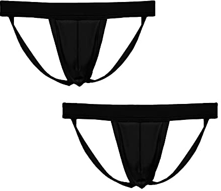 Summer Code herr atletisk support prestanda suspensoar elastiskt midjeband underkläder, 2-pack svart, XL