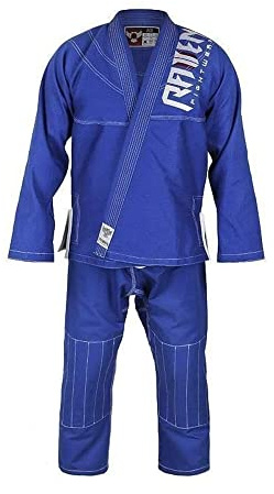 Raven Fightwear BJJ Gi Pearl Weave Blu Bianco Men's Brasiliano Jiu Jitsu Kimono Uomo MMA Uniform Cotone Judo Grappling Arti Marziali Karate (Blue, A3)