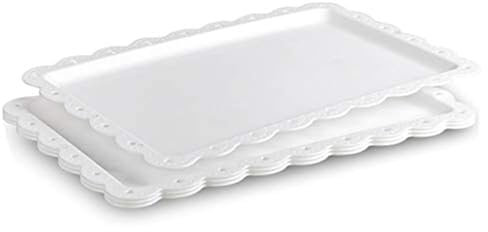 Serving Tray Food Tray for Fast Food | Snack | Fruit | Dessert - Plastic Trays Serving Platter for Kitchen | Cafeteria | Restaurant | Party | 14 x 9 Inches （4 pack)