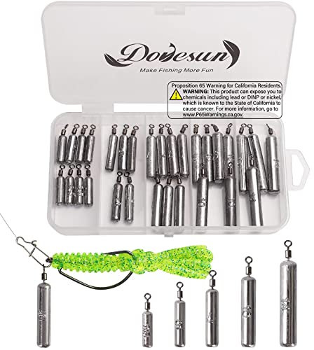 Dovesun Angelblei Set, Angeln Gewichte Angelzubehör Set Drop Shot Blei Angeln Sinker Kit für Texas-Carolina-Rig 30Stück