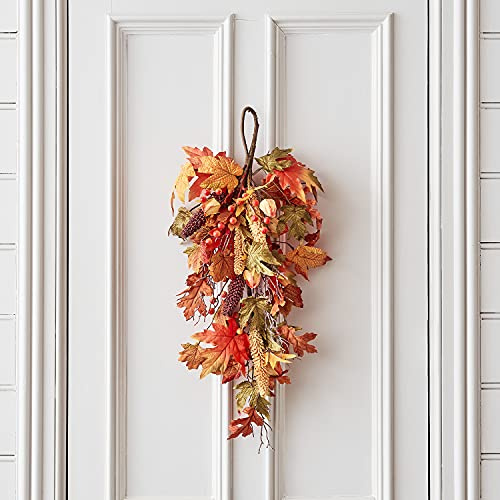 Lights4fun 70cm Artificial Autumn Leaf Hanging Bough for Front Door and Indoor Wall Decoration