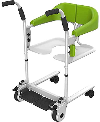 SUNWEII Patientenlifter Rollstuhllifte für Zuhause HöHenverstellbar Duschstuhl für Senioren,Patiententransferstuhl, Multifunktions-Patientenlifter Einfacher Transfer zu Toilette und Badezimmer,Green