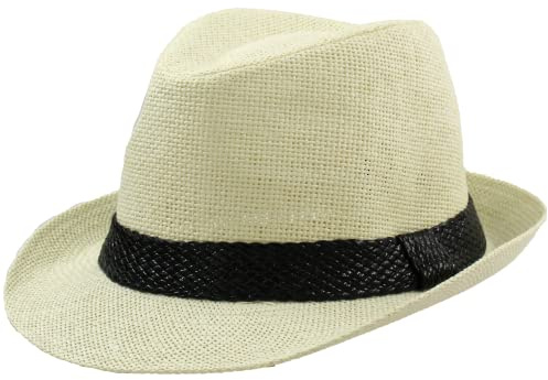 Sombrero Paja de Papel Hombre Mujer Gorra Panamá Verano Playa de ala Corta Moda Unisex 57/58CM (58, Crema)