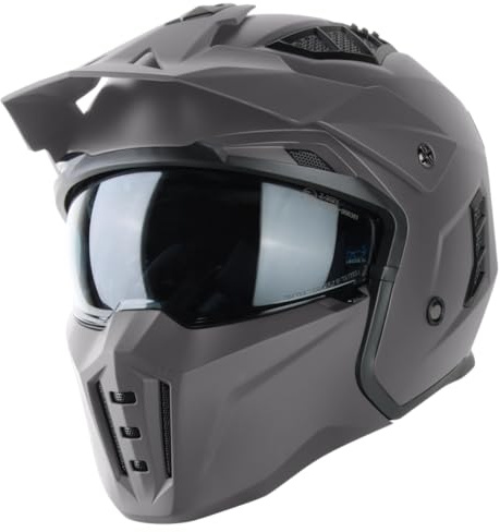 VINZ Kioto Jethelm / Streetfighter Helm | ECE 22.06 zugelassen | Motorradhelm | Rollerhelm mit Sonnenvisier / Sonnenblende | Jet Helm Mit abnehmbarem Kinnschutz