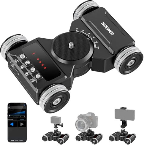 NEEWER Upgraded Motorized Camera Dolly Kit with App Control, 5Hrs Runtime Battery, Ultra Silent Motor, Compatible with GoPro iPhone Android DSLR Camera, DL300（for Smooth Floors and Desktops Only）
