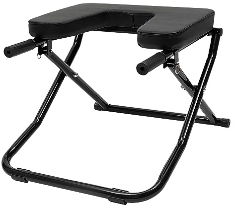 YUNLAIGOTOP Yoga Headstand Bench, Yoga Inversion Chair, Foldable Yoga Headstand Bench with Comfortable Panel, Inversion Chair for Practice Head Stand, Shoulderstand and Strength Training (Black)