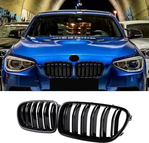HengjiayaoF20 F21 Rejilla Parrillas delanteras de radiador para BMW Serie 1 F20 F21 Parrilla Negro riñones Negra Doble 2011 2012 2013 2014 Negro Brillante(For 1er F20 2011-2014)
