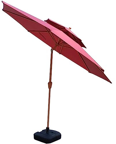 WYRMB Parasol de jardin à long manche, tête secouable, colonne en fer, avec base de réservoir, 9 pieds, 8 nervures, manivelle ouverte, base remplissable