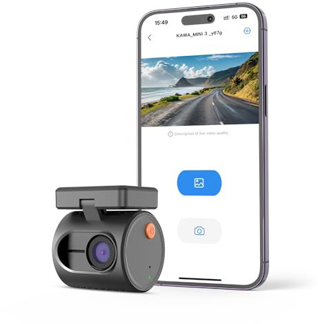 Tiny Dash Cam, KAWA 1296P QHD Mini Car Camera Dash Cam - Voice Control, WDR/3D DNR with Super Night Vision, 24H Parking Monitoring and G-sensor, 2025 New, MINI 3
