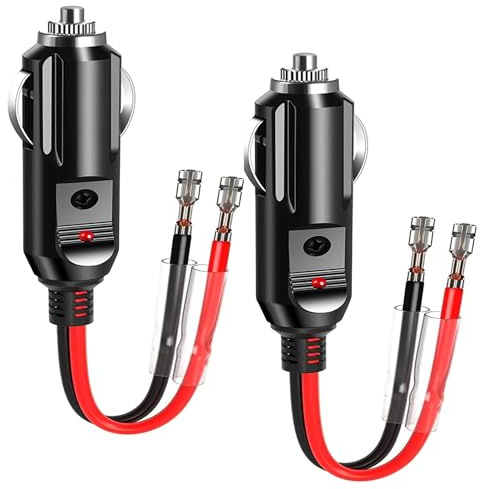 12V / 24V Car Cigarette Lighter Male Plug with Lead and Wiring 16 AWG | 12V Cigarette Lighter Replacement Plug with 10A Fuse for Vehicle Motorcycle Tractor Car Blender Solar Charger