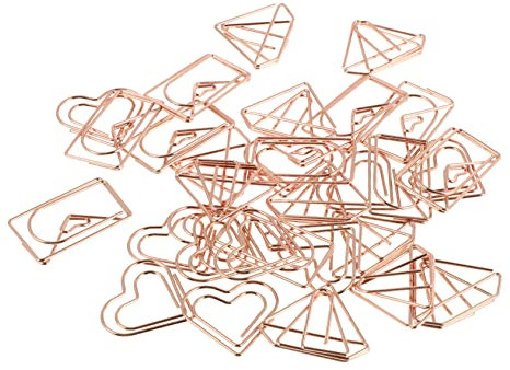 PLAFOPE 30stücke Dekorative Büroklammern Herz Und Briefumschlag-design Kleine Papierclips Für Dokumente Notizen Und Scrapbooking Roségoldene Farbe Für Und Kreative Projekte