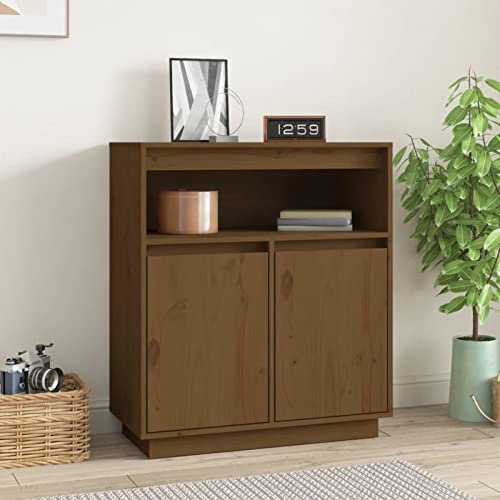 Somanki Sideboard Honigbraun 70x34x80 cm Massivholz Kiefer, Kommode Schlafzimmer, Kommoden & Sideboards, Wohnzimmerschrank, Flur Kommode, Zimmer Möbel - 814387