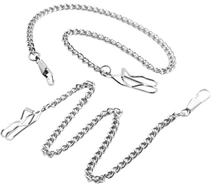 LIFKOME Taschenuhrkette 2 Stück aus Metall, Silberne Ersatzkette | Vintage Stil, Clip Ausführung, Passend als Uhrendekorkette und Geldbörsenkette