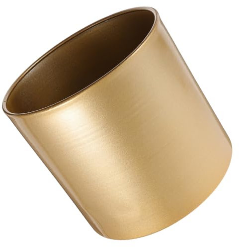 Veemoon Edler Gold Blumentopf 18 cm – Moderner Metall Übertopf Mit Entwässerungsloch Für Indoor Und Outdoor - Ideal Für Wohnzimmer - Küche Und Büro Zeitloses Design