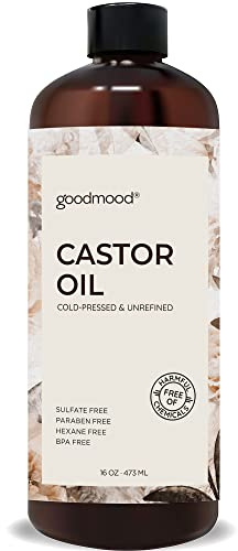 GOODMOOD Castor Oil Cold Pressed for Skin, for Body, for Hair Growth, for Face, for Eyelashes, Hair Growth Serum, Aceite de Ricino 100 Puro y Natural Oil Wrap Stomach 16oz
