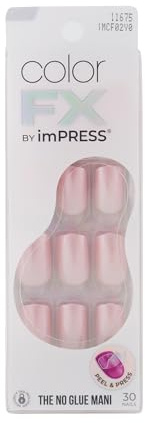 KISS Impress Color FX No Glue Mani 30 Pcs Press on Nails, Medium False Nails, Metallic Chrome & Cat Eye, Peel & Press, Hassle-Free Removal, Includes Manicure Stick, Prep Pad & File (Stay, Medium)