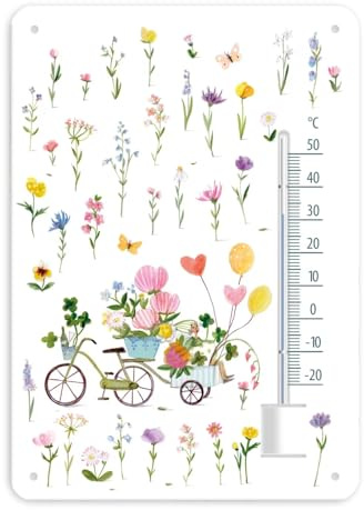 Garten, Grätz Verlag, Gartendekoration, Geschenkidee, Gärtner, Metall Thermometer, dekorative Blechschilder außen, Landhaus, Bauerngarten (Thermometer Auf ins Glück)