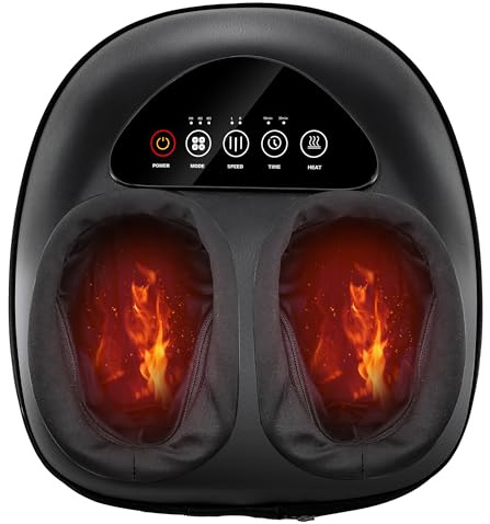 QXC Shiatsu Foot Massager Machine - Toasty Toes Heaven! Heat Surge Technology for Couch Potatoes & Workaholics, Deep Kneading Therapy, Ergonomic Contoured Design