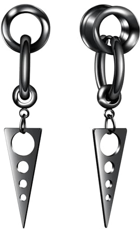 Hoisy Double Flared Tunnel mit Anhänger Flesh Tunnel Ohr Expander Piercing Schmuck für Frauen Herren 6mm-24mm